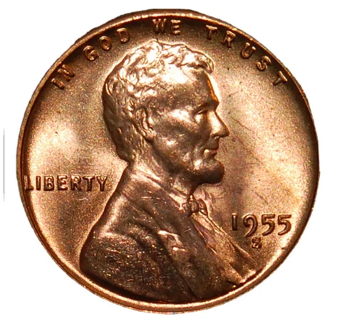 1955-S Gem Red BU US Lincoln Wheat Cent Penny Free Shipping 2578 Cover
