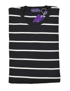 Suéter Ralph Lauren Etiqueta Púrpura Negro Rayas Lana Cuello Redondo L Nuevo $895 - Imagen 1 de 3