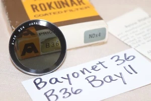 New Vtg Rokunar B36 BayII NDx4 2Stops FILTER Japan ND0.6 Neutral Density Bayonet - Picture 1 of 10