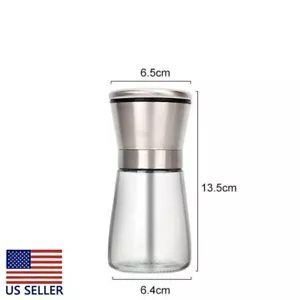 1PC Salt and Pepper Grinder Set Adjustable Coarseness Mills Glass Refillable - Picture 1 of 9