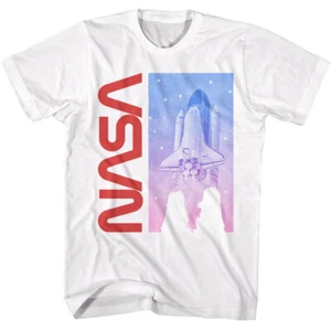 NASA Logo USA Discovery Shuttle In Mid Flight Men's T Shirt - Picture 1 of 5