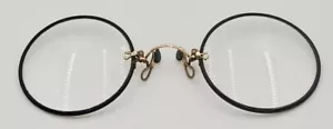Eye Glasses Pince Nez Antique Oval Black Frames Spring Clip Mechanism - Picture 1 of 5