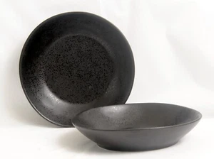 Crate & Barrel Marin Matte Black Pair Irregular Soup Pasta Bowl 9-1/2 D Portugal - Picture 1 of 3