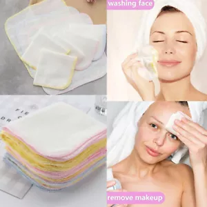 10x Durable Cotton Facial Cleansing Muslin Face Cloth Towel Makeup Dirt Removal - Picture 1 of 10