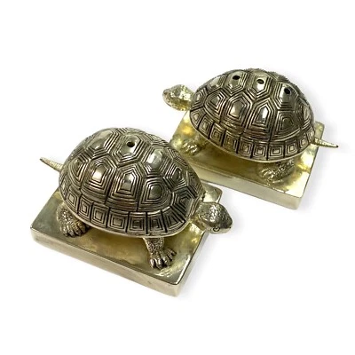 Turtle / Tortoise Pair Salt and Pepper Shaker Pots 925 Silver Plated - Image 1 of 4