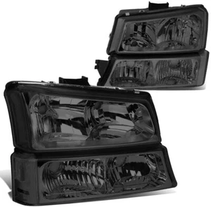 4PC Smoke Amber Headlights + Bumper Lamp For 2003-2006 Chevy Silverado 1500 2500 - Picture 1 of 4