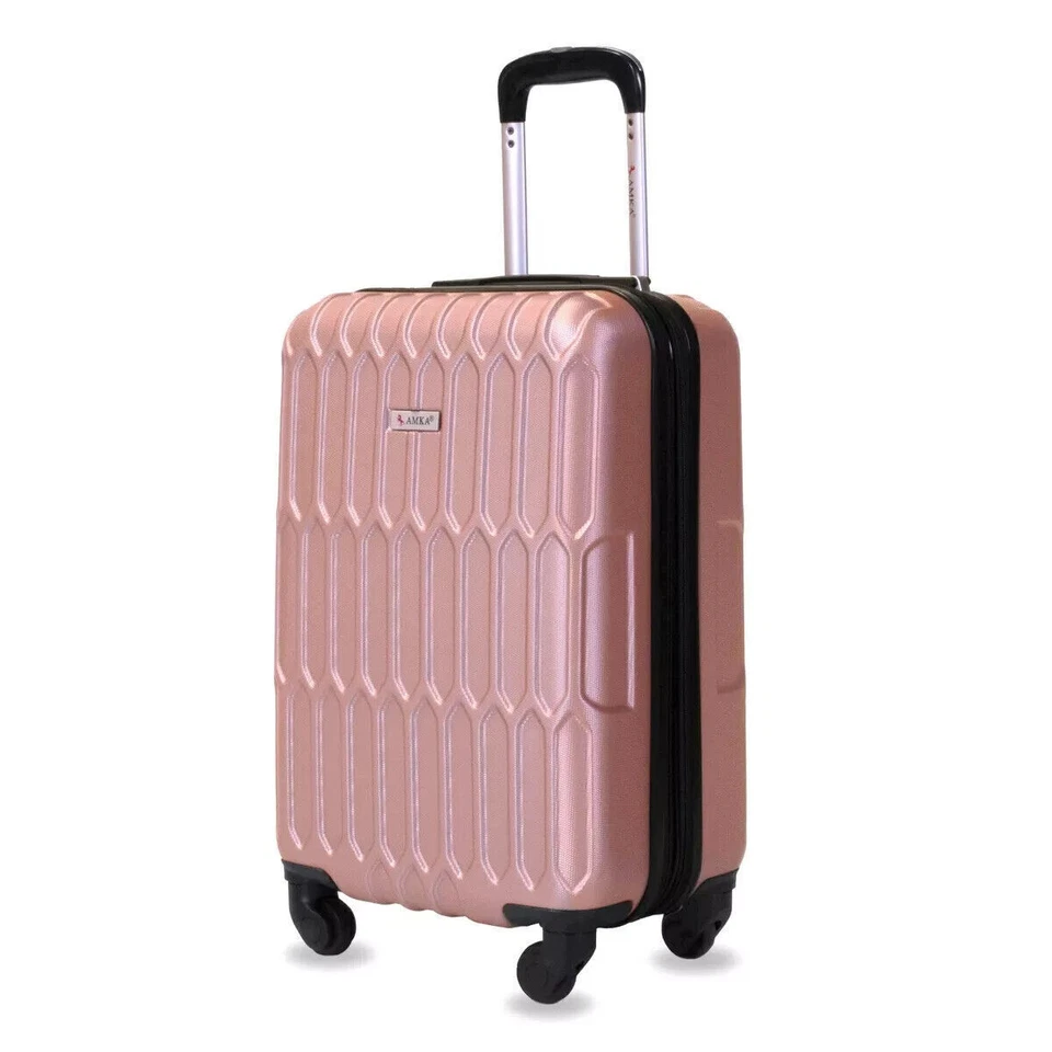 New AMKA Honeycomb 22" Carry-On Expandable Spinner Suitcase Pink Hardcase - Image 1 of 4