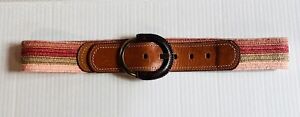 Womens Fossil Belt Leather Canvas Large 34” Adjustable