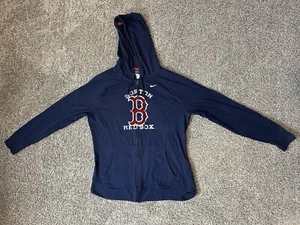 Y2K Nike Boston Red Sox Full Zip Hoodie Sweatshirt Kids XL MLB Baseball Blue - Picture 1 of 7