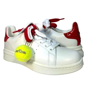 MARC JACOBS Womens The Tennis Shoe Leather Sneaker White Red (MSRP $275) - Picture 1 of 5