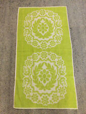 KORMBLUMS Vintage Towel Lime Green White Florals Hand Woven In India All Cotton