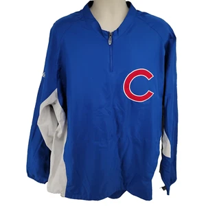 Chicago Cubs Majestic Authentic Jacket 2XL Blue Cool Base Windbreaker MLB Mens - Picture 1 of 10
