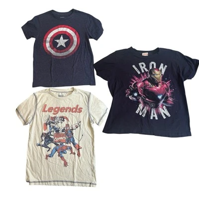 BOYS Marvel T-shirt Lot Of 3,  Captain America, Iron Man, Spider Man Size M 7/8 - Image 1 of 4