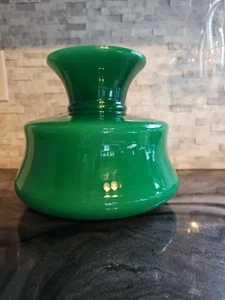 Large Parlor Light Lamp Shade Emerald Green Encased Milk Glass Hurricane GWTW - Picture 1 of 7