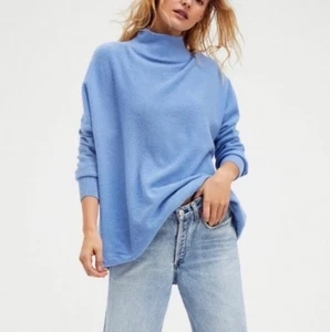 Free People 100% Kaschmir osmanisch lässig Oversize Tunika Pullover blau Medium - Bild 1 von 6