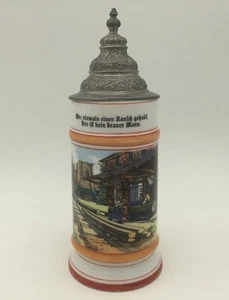 Antiker Porzellan Bierkrug Zunftkrug - Handwerk der Säger - Bild 1 von 6