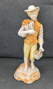 Vintage italienische Porzellan Figur Mann/Junge orange gelb Cracle Glasur Nummer 9 Zoll - Bild 1 von 15