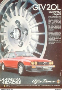 Publicite Auto Alfa Romeo GTV2 L 1980 - Picture 1 of 1
