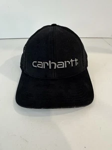 Carhartt Black Mesh Trucker Hat Snapback Baseball Cap Workwear Logo Embroidered - Picture 1 of 9