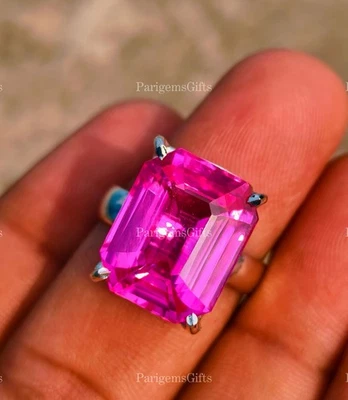 Anello di fidanzamento da donna in argento sterling regolabile con zaffiro rosa - Immagine 1 di 4