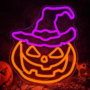 Halloween Leuchtreklame Dimmbar Kürbis Leuchtreklame für Wanddeko Halloween Pumpk... - Bild 1 von 7