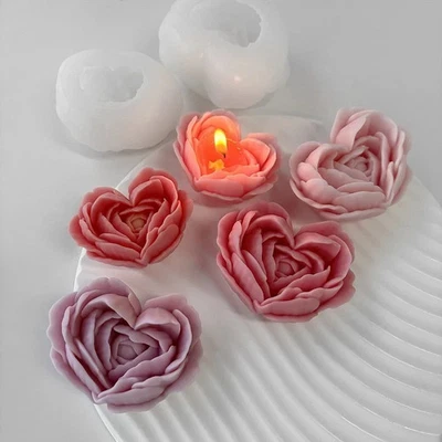 Molde de velas de silicona Love Rose hágalo usted mismo jabón de resina artesanal yeso molde para chocolates Foto 1 de 3