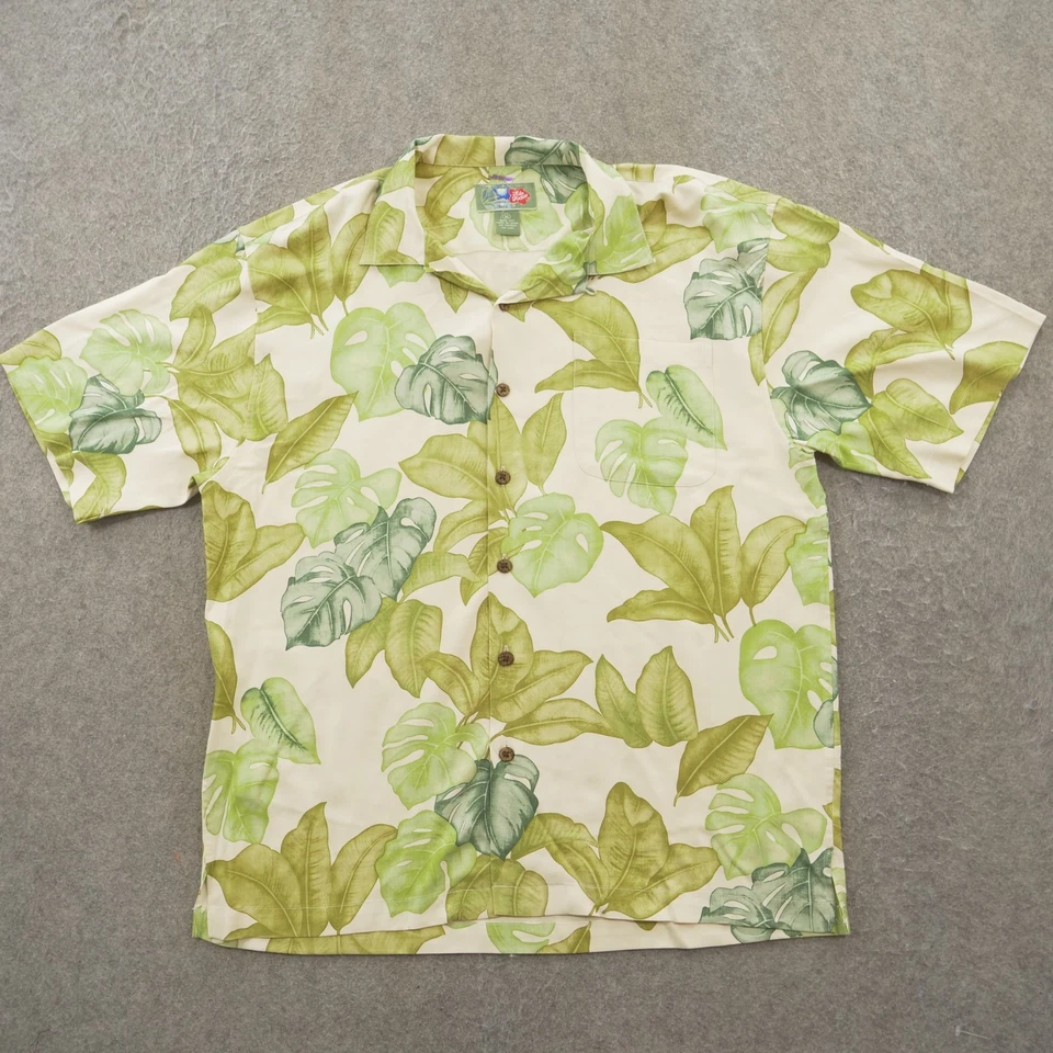 Рубашка мужская Hilo Hattie средняя зеленая гавайская оригинальная на пуговицах цветочный узор алоха - Изображение 1 из 4