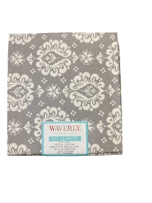 Tela de algodón Waverly Inspirations Fat Quarter 18" x 21" gris damasco nueva Foto 1 de 3