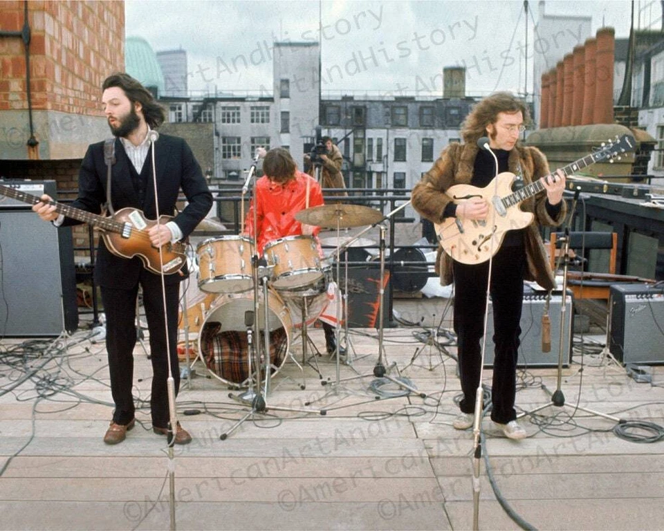 The Beatles Rooftop Concert Color Photo Print Poster Paul John Ringo George - Image 1 of 1