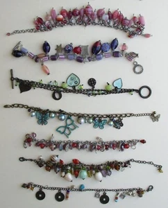 JOB LOT OF BRACELETS MURANO MILLEFIORI GLASS CERAMIC ENAMEL METAL BEADS CHARMS - Picture 1 of 9