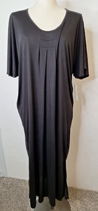 Jaclyn Smith Women's Size L/XL Black Caftan Chemise Short Sleeve Cover Up Dress - Picture 1 of 5