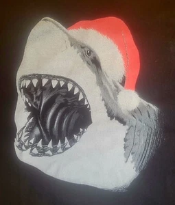 Santa Hat Shark Jaws Great White T-Shirt New XXXLarge Black Free Shipping - Picture 1 of 7