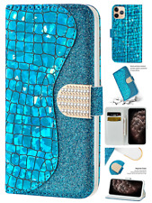Princess style crocodile flash Leather Case-Blue