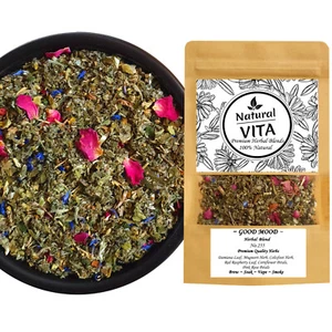 GOOD MOOD Herbal Blend Mix DAMIANA COLTSFOOT RASPBERRY CORNFLOWER ROSE Tea - Picture 1 of 3