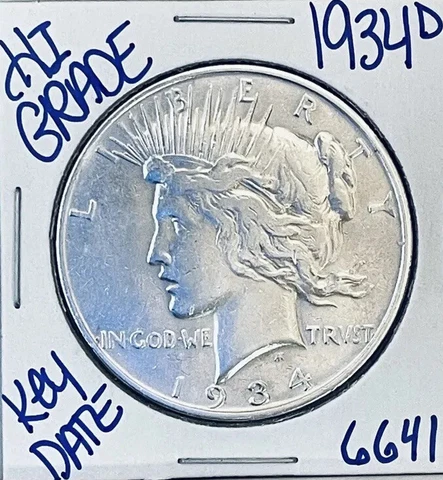 ⭐️1934 D SILVER PEACE DOLLAR COIN⭐️RARE KEY DATE⭐️HIGH GRADE⭐️ Cover