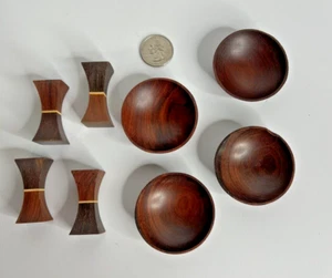 8 Pcs Miniature Artisan Hand Turned Wooden Bowls Pedestals Dollhouse Mini Wood - Picture 1 of 9