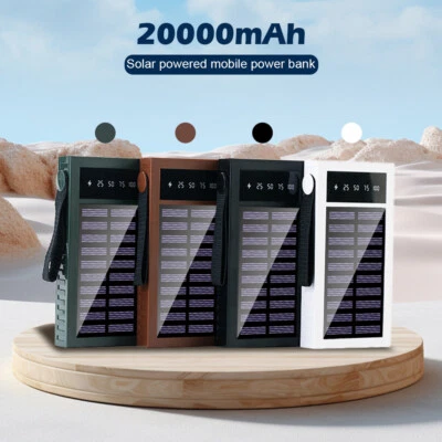 1/2W-MAH Solar Power Bank Portable Outdoor With 4 Built-in Cables Charger Port - Image 1 of 4