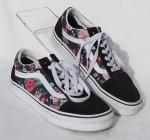 $50 VANS US Women’s 7 EU 37 Blck Old Skool Floral Lace Up Sneakers Shoes Low Top - Picture 1 of 8