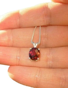 GRANAT ANHÄNGER HALSKETTE AUSGEFALLEN SCHACHBRETT FACETTIERT 100% NATÜRLICH 10x8MM EDELSTEIN! - Bild 1 von 6