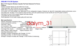Flat Panel Detector Digital Imaging System For Wireless X-ray Machine DR 17''17 - Picture 1 of 15
