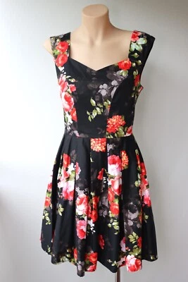 Caroline Morgan Shirred Back Cotton Floral Dress Size 10 - image 1 of 4