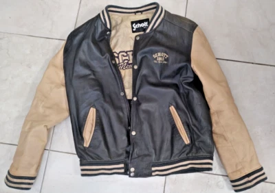 Original Schott NYC 1913 USA  Varsity Racer leather Jacket size L  Used - Image 1 of 4