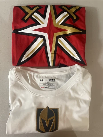 Two Vegas Golden Knights Adidas Heat training shirts men's LG/Med NWT Red/ White Cover