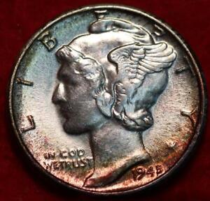 Uncirculated Great Toning 1945-D Denver Mint Silver Mercury Dime