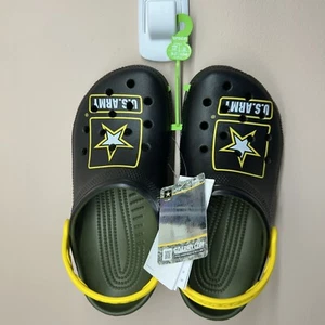 Classic Crocs US Army Green Yellow Black Size Men 4 Women 6 Adults Slip On - Picture 1 of 11