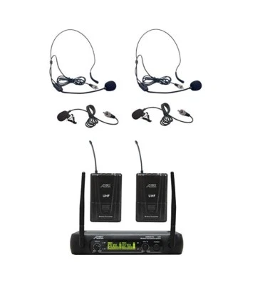 Audio2000'S AWM6074UMH UHF, DUAL WIRELESS LAVALIERE/HEADSET MICROPHONE SYSTEM-N - Image 1 of 4