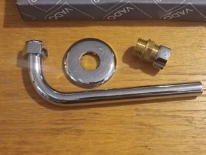 VADO Rücklaufbogen 15mm Flansch + 1/2" Außengewinde Rückwandanschluss - Bild 1 von 3