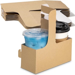15er Pack 2 Tassen Kraft Getränketräger - Einweg Griff Kaffeehalter - Bild 1 von 8