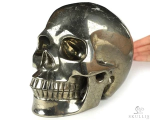 Lifesized 6.7" Pyrite Hand Carved Crystal Skull, Realistic, Crystal Healing - Picture 1 of 7