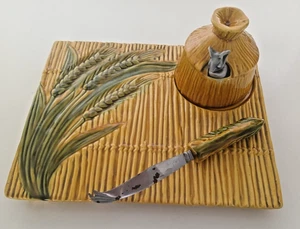 Vallauris, untypische Käseplatte mit Weizendekor Maus und passendem Messer - Bild 1 von 13